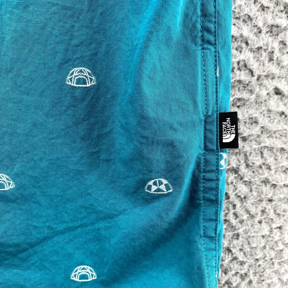 The North Face Baytrail Jacquard Shirt Mens XL Teal Short Sleeve Gorpcore Casual